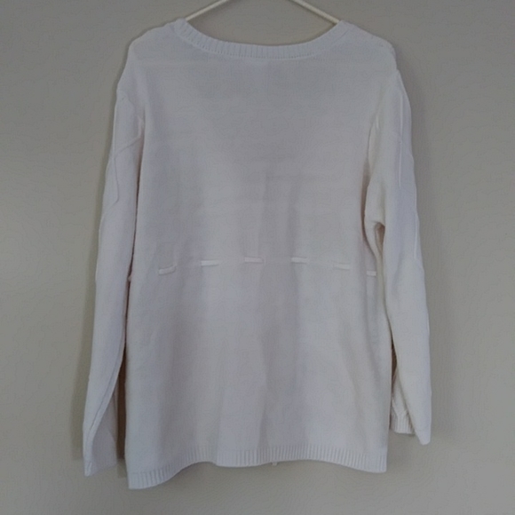 Blair Button Up V Neck Cardigan Sweater L Cream Off White - Picture 9 of 15